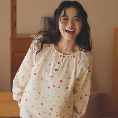 日系甜美可爱睡衣全棉双层纱
