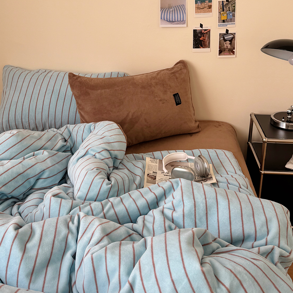 复古条纹秋冬博主风四件套