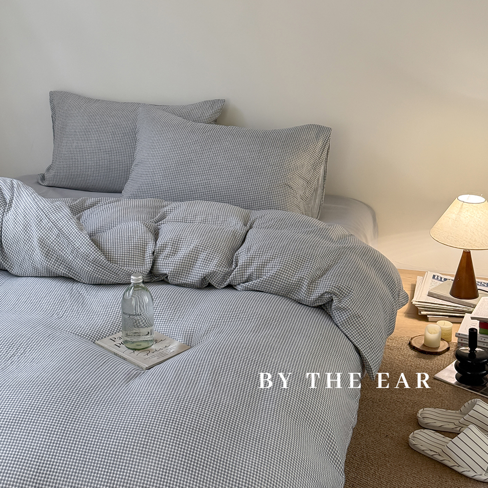 简约格子全棉双层纱四件套ins风