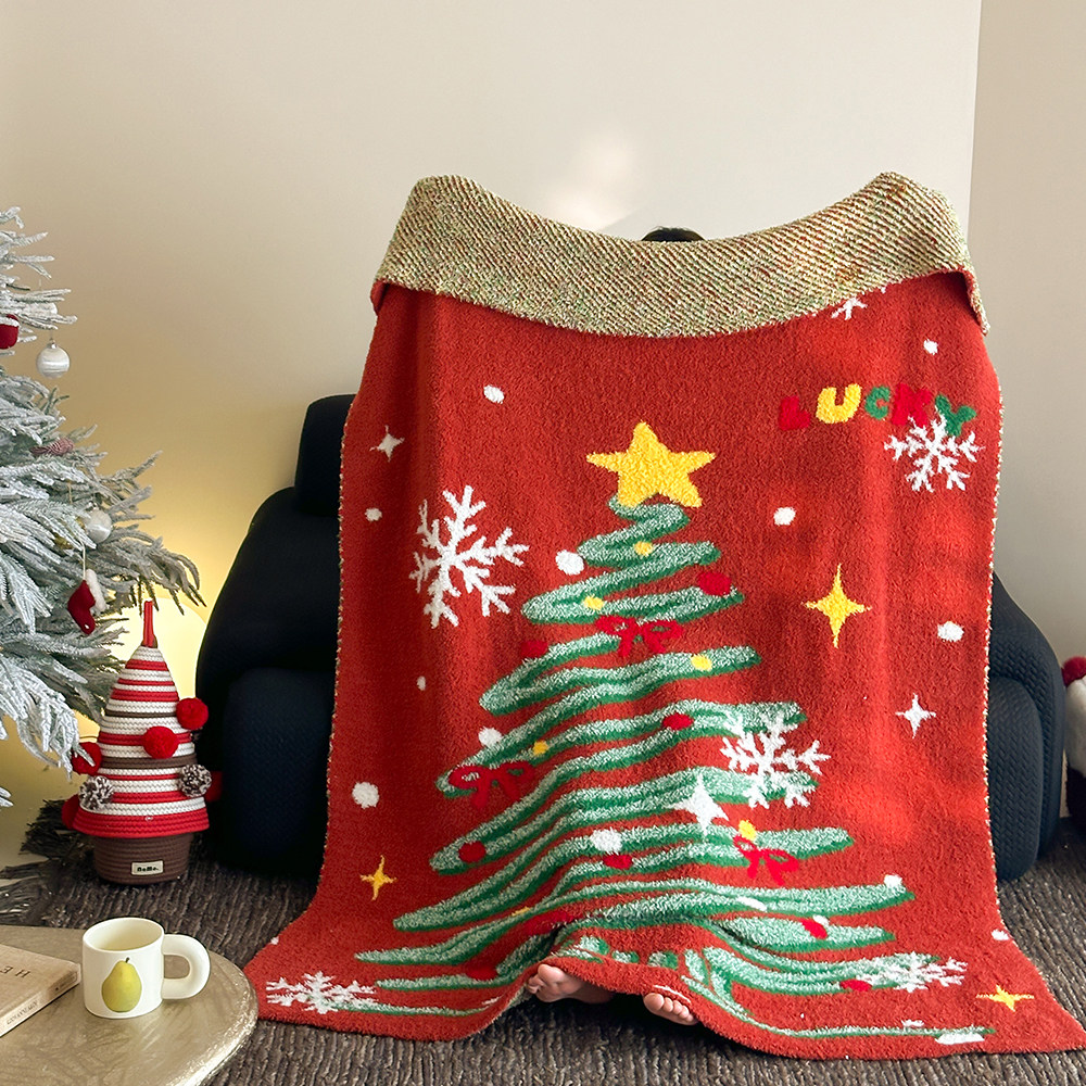 圣诞绿树新年红半边绒针织盖毯秋冬保暖毛毯床尾毯子沙发午睡毯子,床上用品,休闲毯/毛毯/绒毯,淘宝优惠券,粉丝福利购,淘宝优惠卷