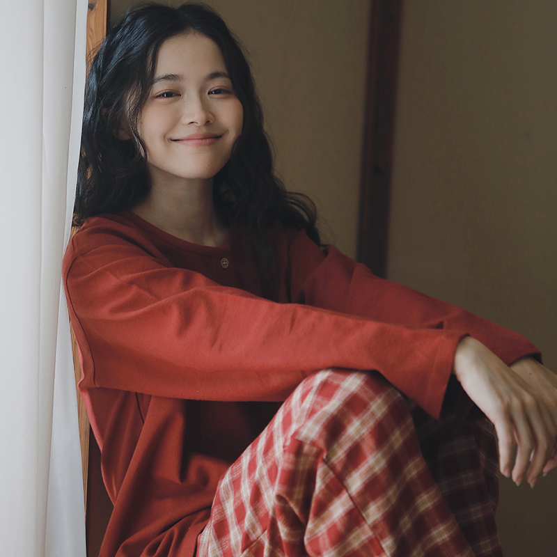 红色本命年睡衣女秋冬纯棉磨毛绒