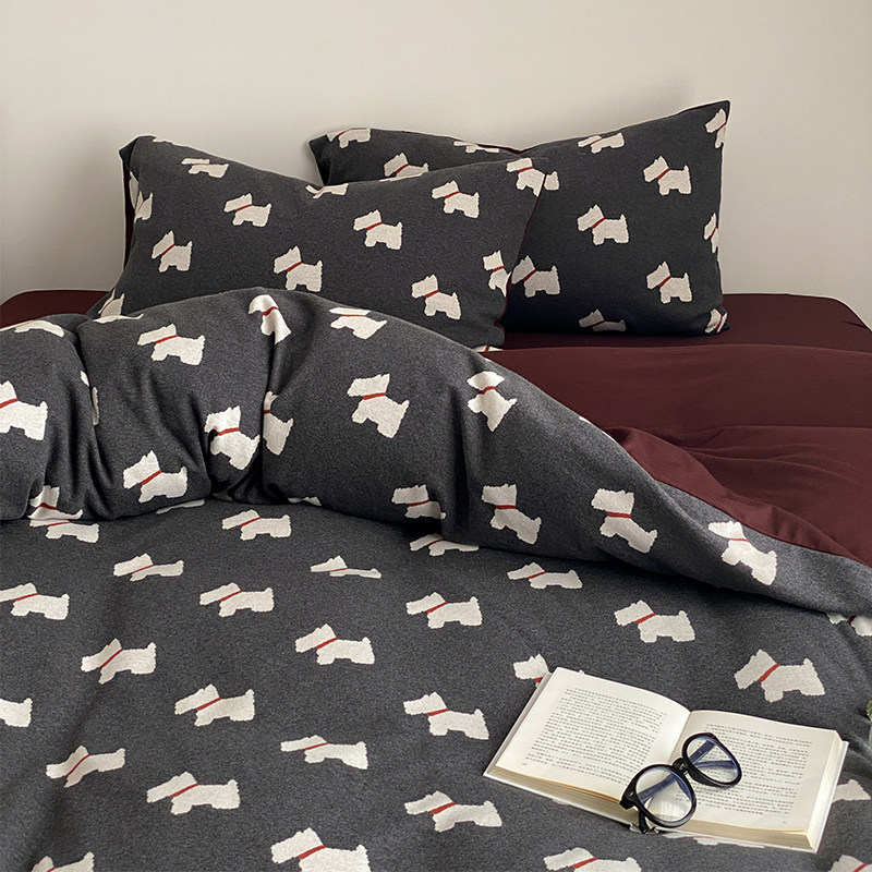 卡通四件套纯棉简约色织针织棉