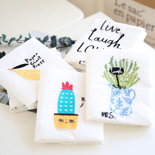 在耳边简约水洗棉刺绣工艺枕套纯棉水洗棉英文字母绣花枕套单只