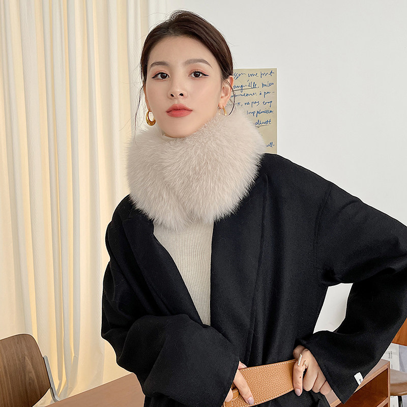 韩版狐狸毛围脖秋冬保暖女士皮草时尚围巾大衣毛领子真毛磁扣围脖