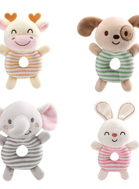 TOLOLO 宝宝安抚手抓玩偶圆形手摇 O型摇铃动物安抚玩具