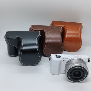适用索尼A5000/A5100/NEX3N白线款皮包皮质防震潮流黑色便携