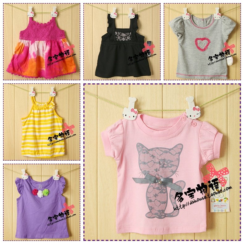 五件包邮 清仓外贸原单夏款婴儿小童女宝宝短袖无袖T恤上衣,童装/婴儿装/亲子装,T恤,淘宝优惠券,粉丝福利购,淘宝优惠卷