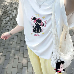 iuui·le 多色短袖t恤女2025新款复古卡通图案爆款休闲宽松清凉