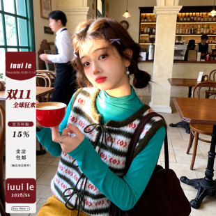 iuui·le 自制费尔岛毛线马甲女2026新款秋冬百搭叠穿针织背心