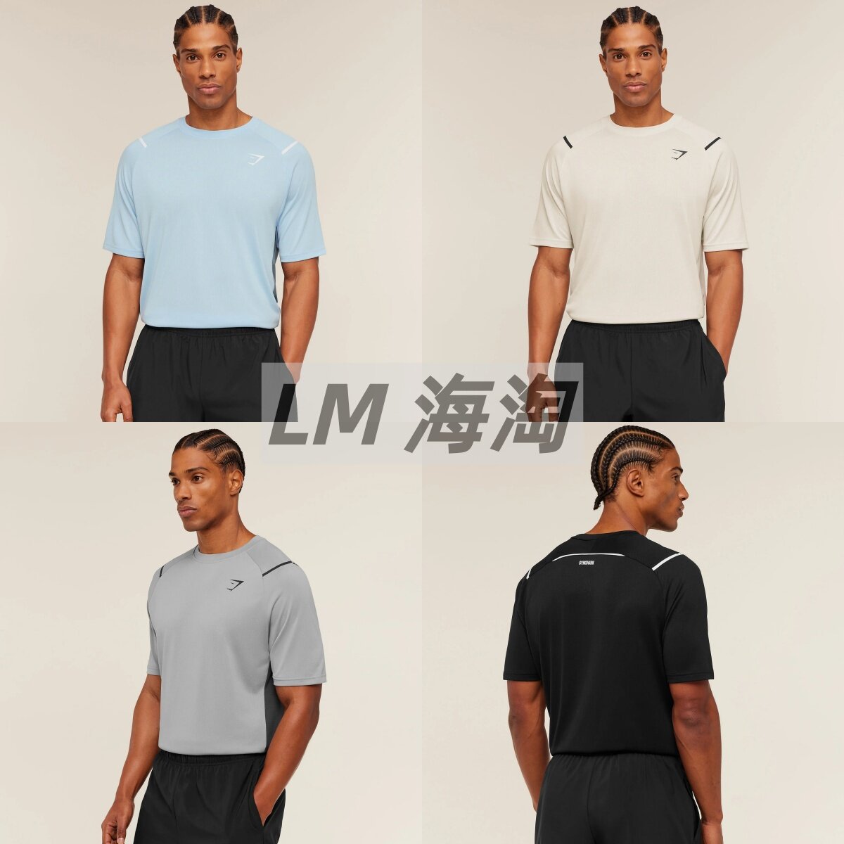 正品代购GYMSHARKArrival Contrastl男士速干运动短袖健身T恤透气
