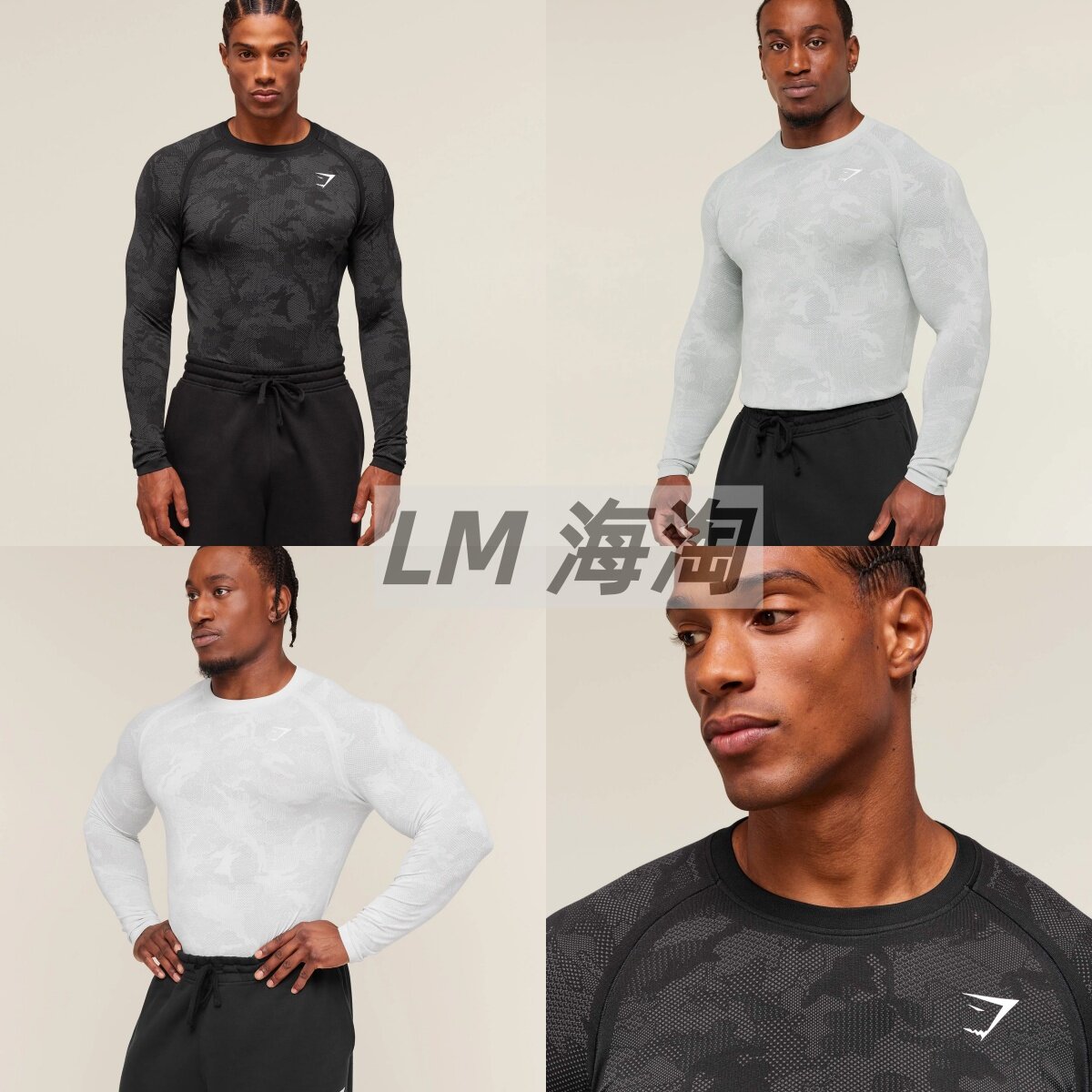 官网代购GYMSHARK Geo运动速干健身透气舒适轻薄无缝修身长袖上衣