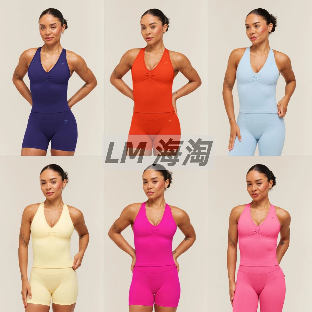 正品代购GYMSHARK Lift seamless 运动背心女短款健身无袖吊带