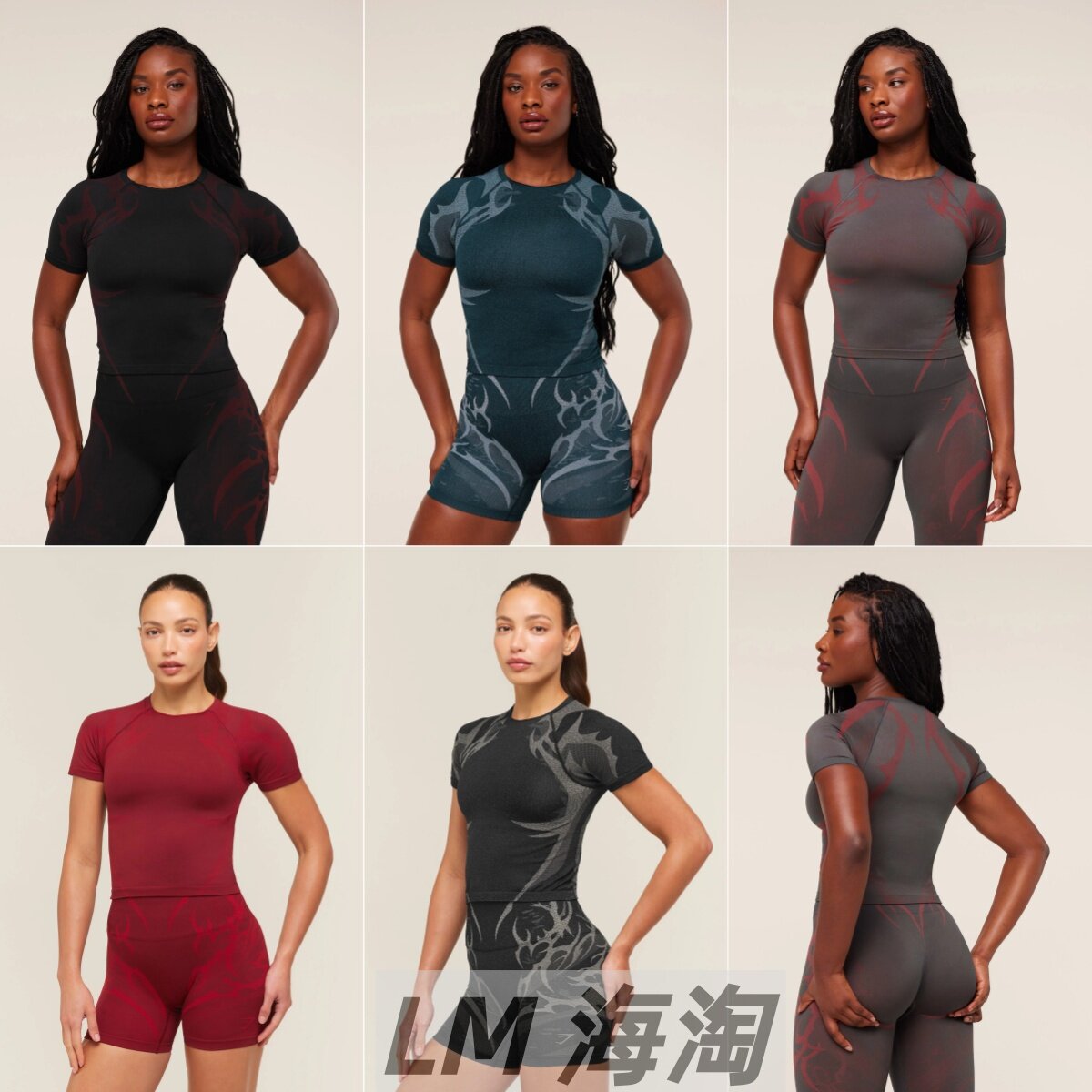 正品代购GYMSHARK Storm 健身瑜伽运动修身透气塑形无缝短袖T恤女