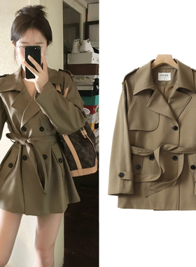 FBB WORKS 【名媛风衣】秋冬气质高定精品纯色收腰短款风衣外套女