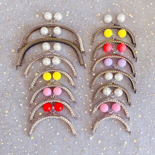 手工diy材料编织古铜色银色弧形压花花边糖果珠珍珠头箱包包口金