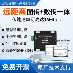 数传图传一体模块868/915MHz无线串口透传多发一收星型组网无人机