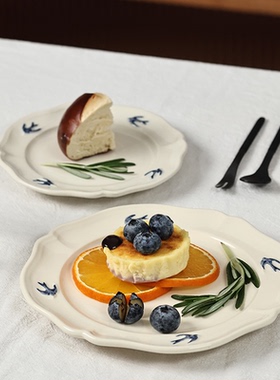 日本进口Studio M手工复古浮雕燕子碗盘马克杯法式花边人气餐具