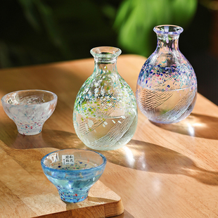 日本进口东洋佐佐木手工玻璃四季 酒具彩色小酒杯清酒壶酒杯礼盒装
