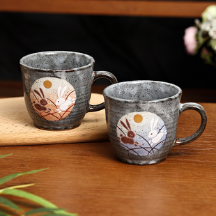 日本进口九谷烧手作马克杯彩绘陶瓷水杯复古咖啡杯茶杯对杯套装