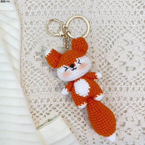 狐狸小可爱玩偶阿物成品毛线手工卡通小小钥匙扣车挂件diy钩针包