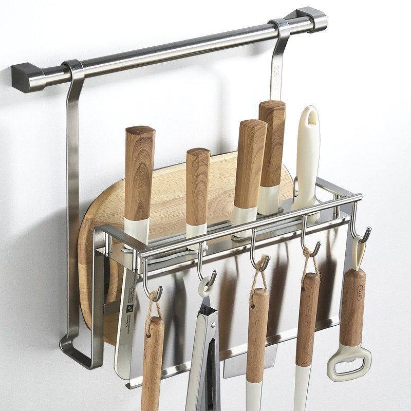 304不锈钢壁挂厨房刀架砧板案板刀板放置架悬挂挂钩挂杆挂架