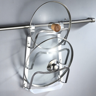 304不锈钢加厚锅盖架壁挂厨房菜板置物架三层悬挂挂钩挂杆挂架
