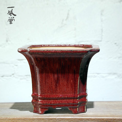 一风堂切角上釉烧制陶材质盆景盆