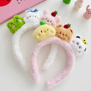 可爱毛绒青蛙小熊熊猫发箍兔子头箍搞怪发卡少女头饰小猪小鸡发饰