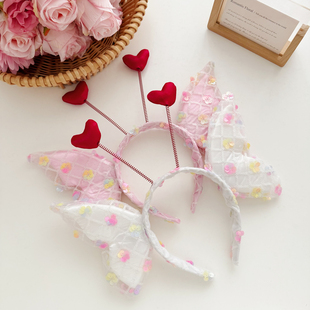 可爱红色爱心蝴蝶发箍甜美可爱蜜蜂搞怪发卡少女头饰女童网纱头箍