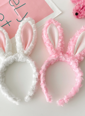 网红同款卡通毛绒兔耳朵发箍女兔耳kc兔子洛丽塔头饰头箍发饰发卡