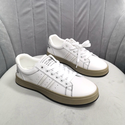 aee小白鞋休闲平跟圆头单鞋牛皮