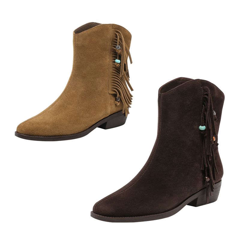 时尚流苏复古西部靴套筒短靴