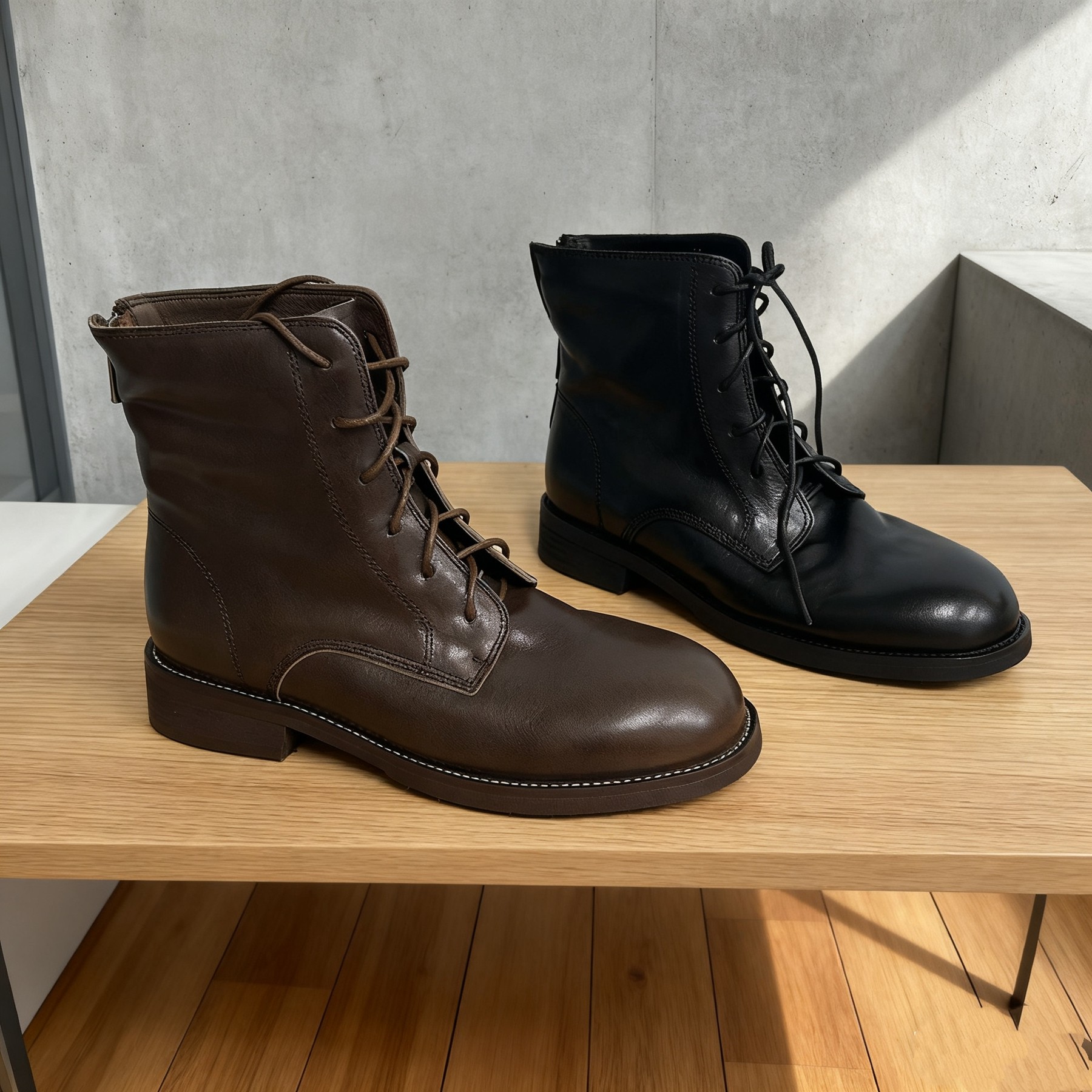 粗跟短靴女款瘦瘦靴系带后拉链短筒牛皮骑士靴马丁靴加绒,女鞋,马丁靴,淘宝优惠券,粉丝福利购,淘宝优惠卷