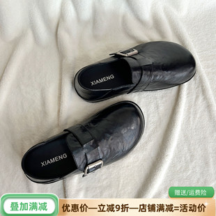 乐福鞋 复古真皮平底勃肯鞋 百搭舒适软皮大头鞋 女2025春季 两穿 单鞋
