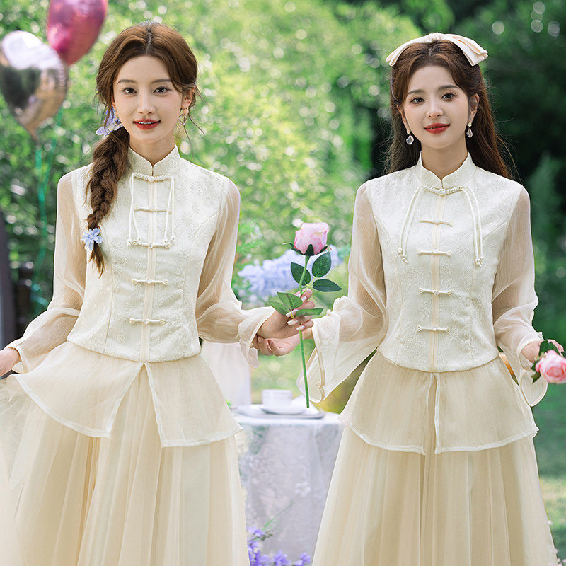新中式伴娘服2026新款小众高级感汉服旗袍姐妹团伴娘结婚礼服裙女