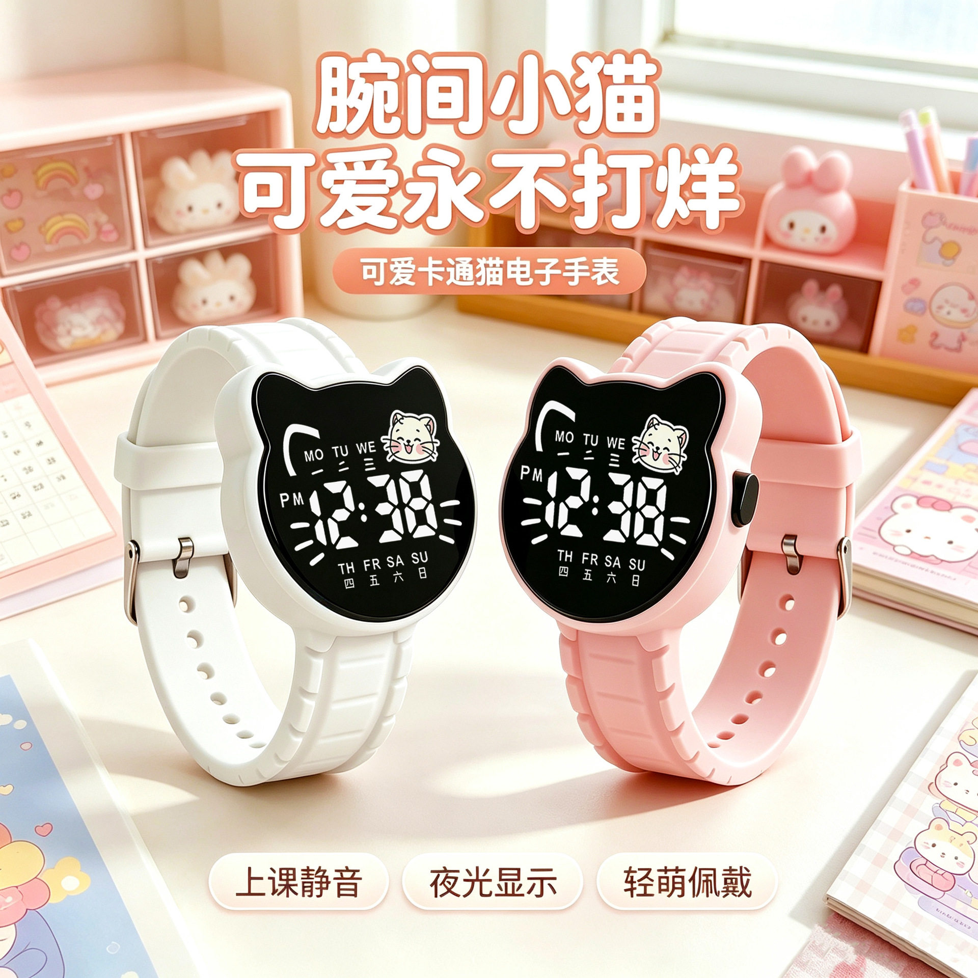 可爱猫猫手表女中学生韩
