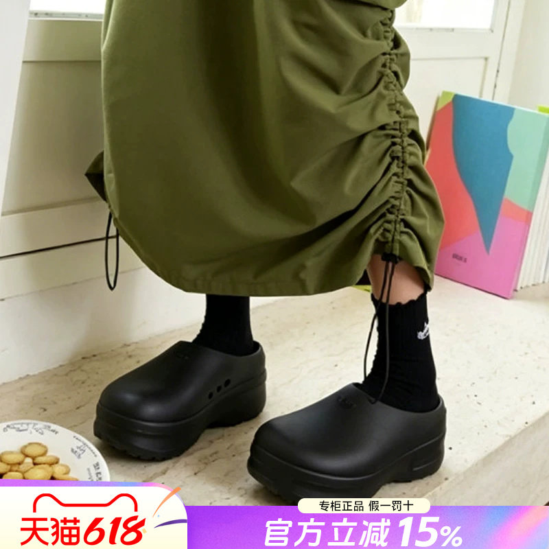 Adidas阿迪达斯三叶草女鞋26新款厚底凉拖鞋穆勒鞋厨师鞋女IE4626