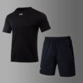 [Quick-Drying Suit] Black Winning Bid + Black Shorts [Zipper Pocket]