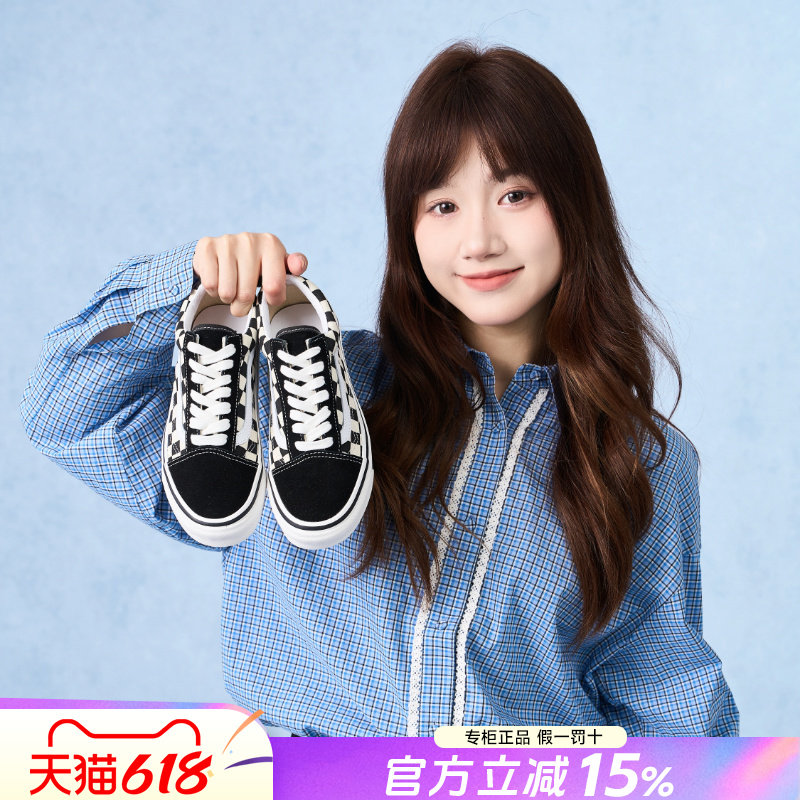 VANS范斯女鞋官方旗舰正品夏季新款oldskool经典黑白棋盘格板鞋男