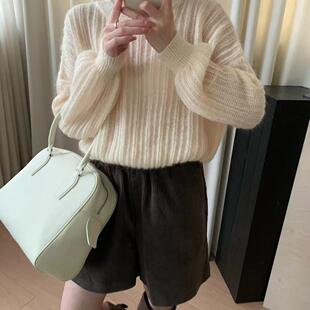 正品现货秋季韩国东大门baking亲肤软糯羊毛羊绒圆领毛衣