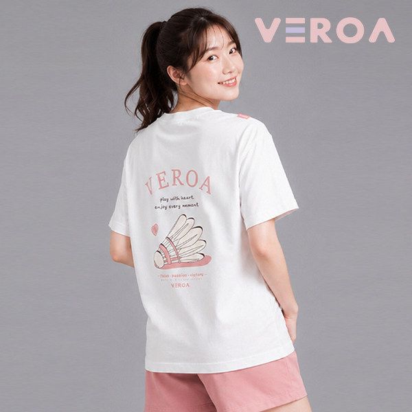 韩国2026秋冬VEROA新品羽毛球服短袖男女同款运动装速干T恤黑白15
