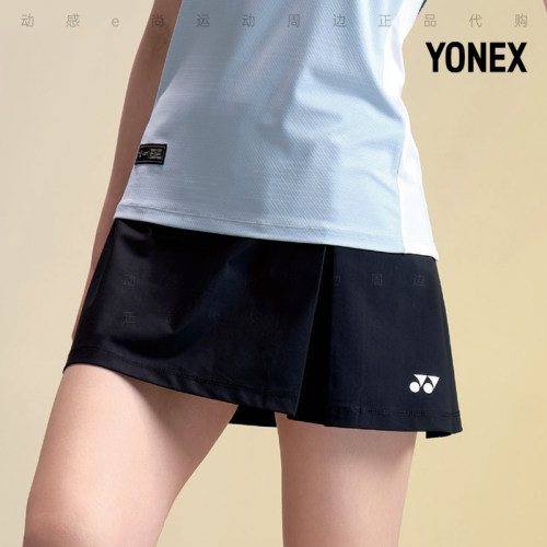 2024春夏新款YONEX尤尼克斯韩国羽毛球服短裙女款透气速干下装黑