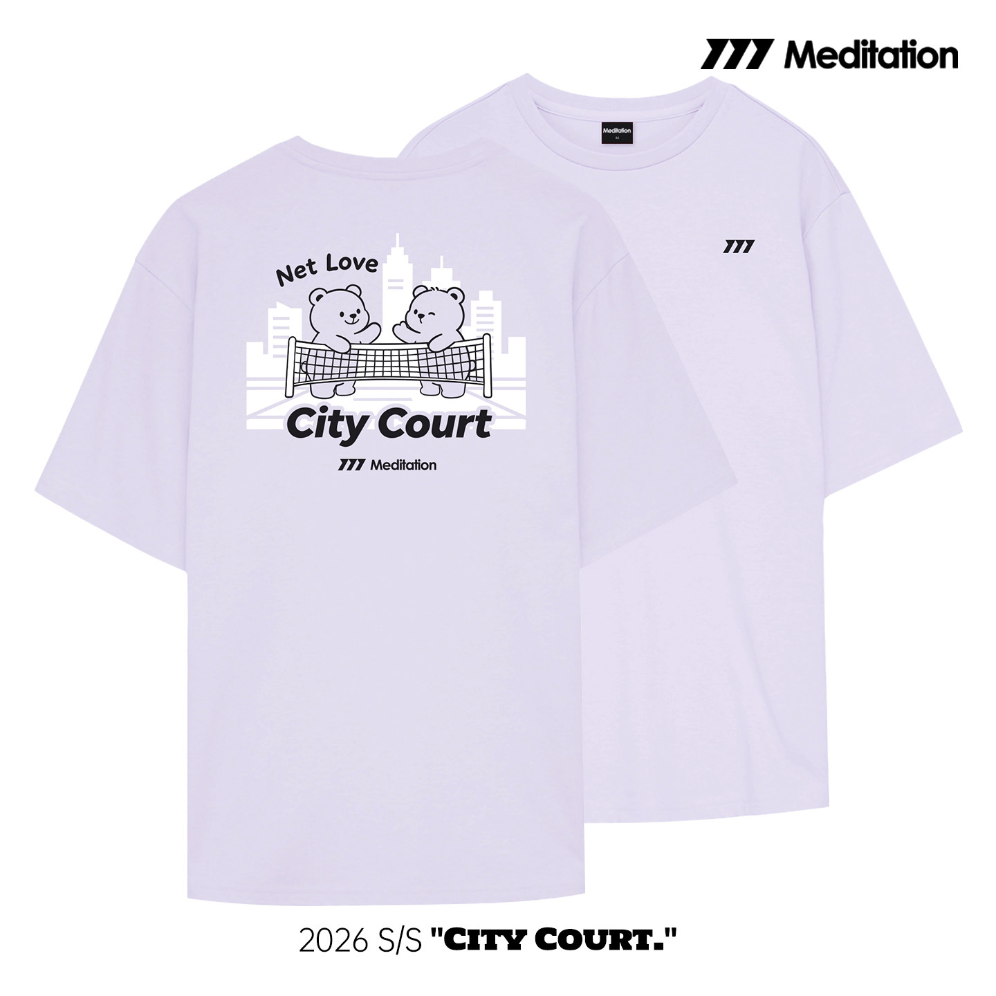 韩国2026春夏meditation新品羽毛球服短袖男女同款运动速干T恤紫