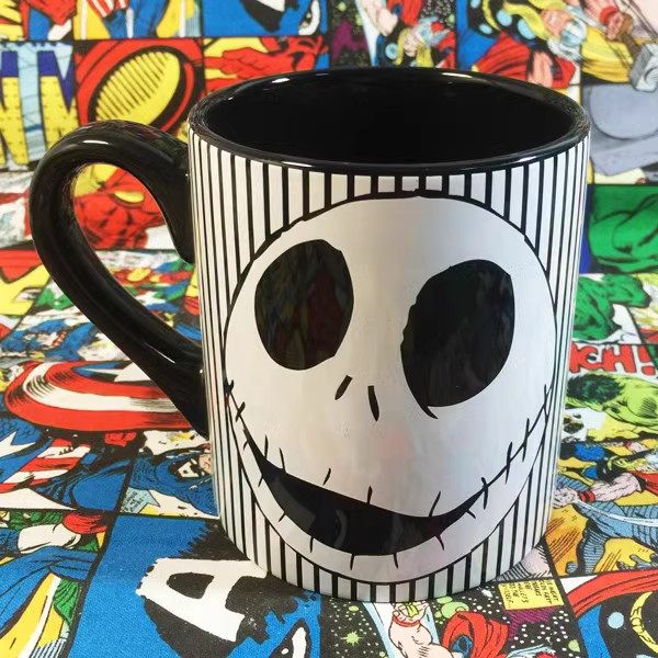 美国进口万圣节圣诞夜惊魂南瓜王杰克卡通骷髅头像黑白条纹水杯