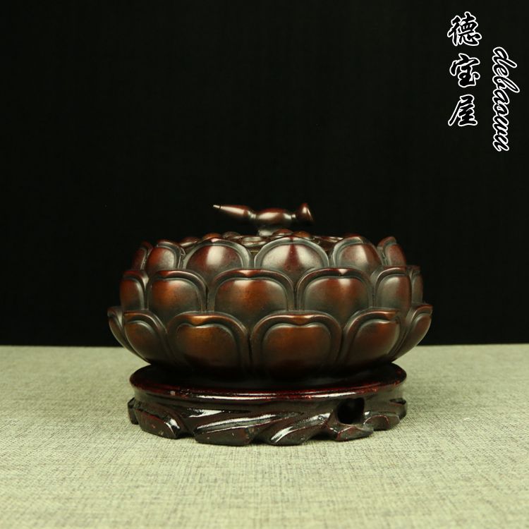 纯铜香炉复古莲花熏香炉家用室内檀香炉盘香炉大号莲藕香薰炉摆件