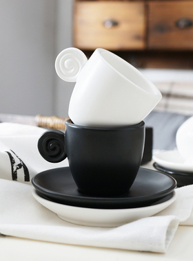 ins简约黑白意式浓缩杯 磨砂浓缩咖啡杯 espresso浓缩小号杯90cc