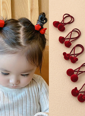 宝宝头绳发圈新年红色皮筋不伤发植绒款中国风发绳儿童可爱发饰