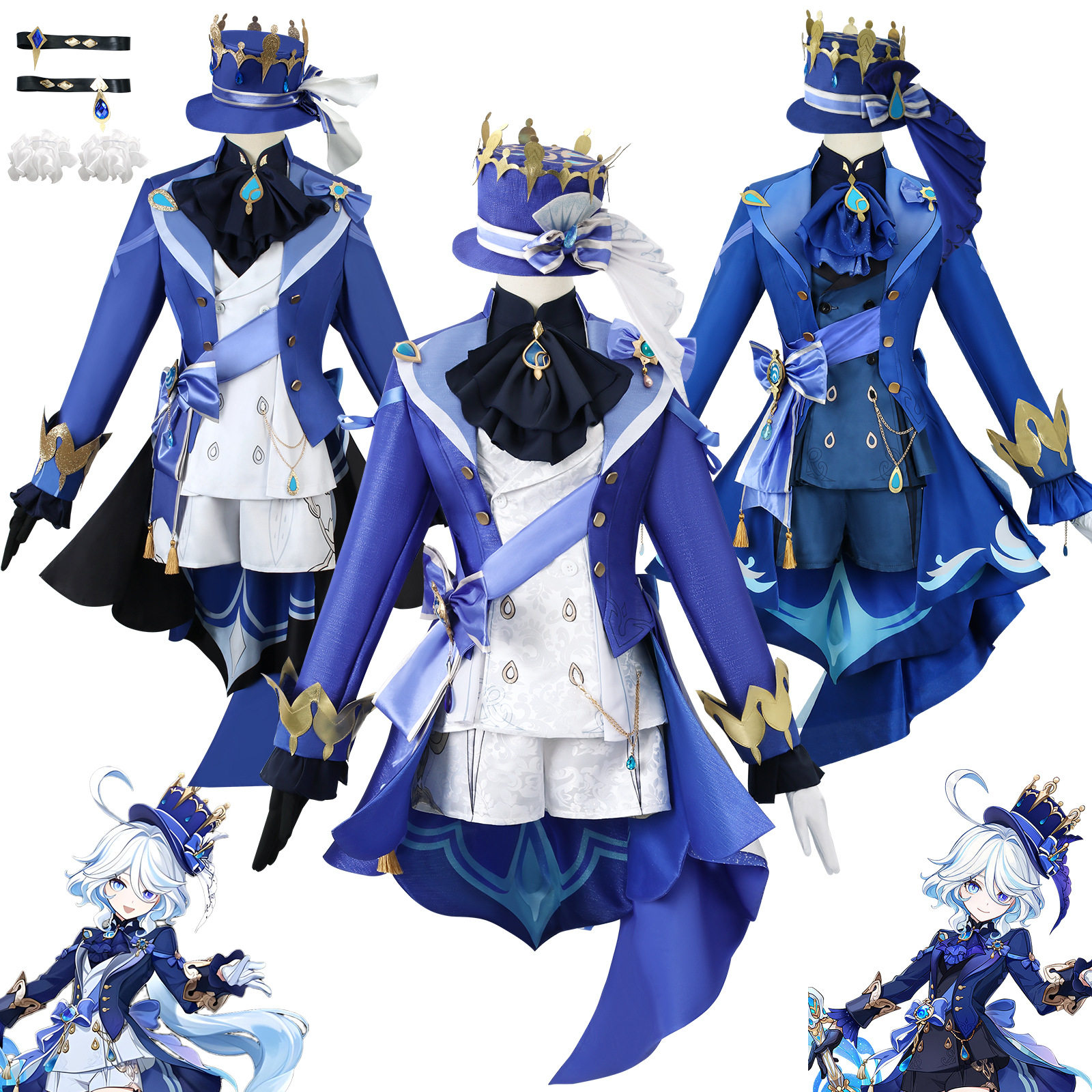 原神芙宁娜cos服芙卡洛斯枫丹水神动漫游戏cosplay女装全套
