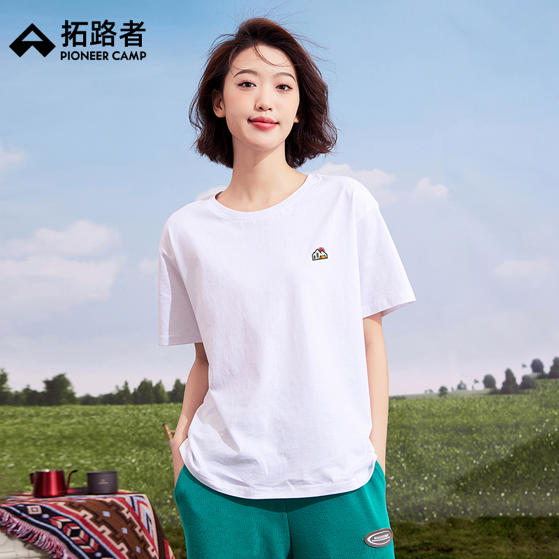 拓路者纯棉宽松印花T恤女夏潮流