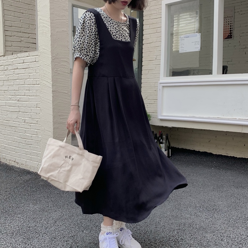 Real auction real price summer lace up vest strap dress black chiffon long swing skirt long skirt woman